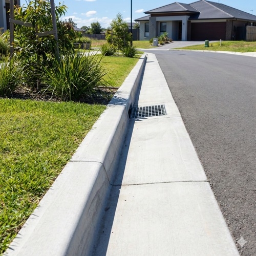 Kerb and gutter installation